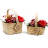 Soap Flower Bouquet Red Medium Wicker Basket