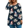Women's Fashionable Casual Long Sleeved Plus Size  Print Top Plus Size Floral Print Top