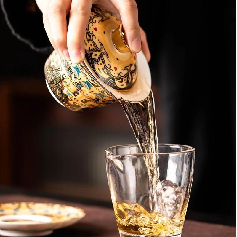 360° Hovering Lid Gaiwan – Jade Porcelain Three-Part Chinese Tea Bowl for Gongfu Brewing