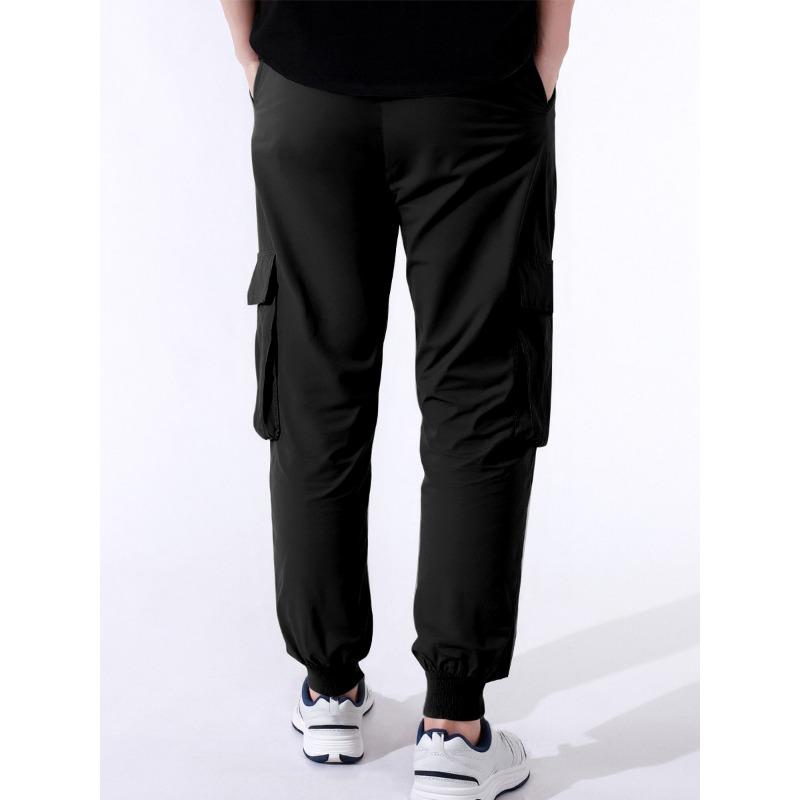 Mens Casual Drawstring Multi Pockets Straight Long Work Cargo Pants