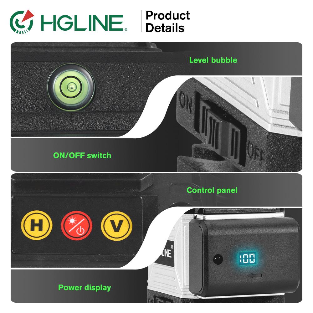 HGLINE 4D 16 Lines Green Line Laser Level With 1.2m Tripod APP Remote Control Horizontal Vertical Measuring Laser Instrument