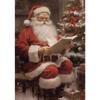 Vintage Weihnachtsmann Porträt Leinwandbild Mistelzweig Briefe lesen Spielzeug Kekse Weihnachts-Wanddeko Heimdeko Poster Pr