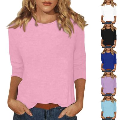 Women's Fashion Daily Versatile Casual O-Neck Three Quarter Sleeve Printed Top