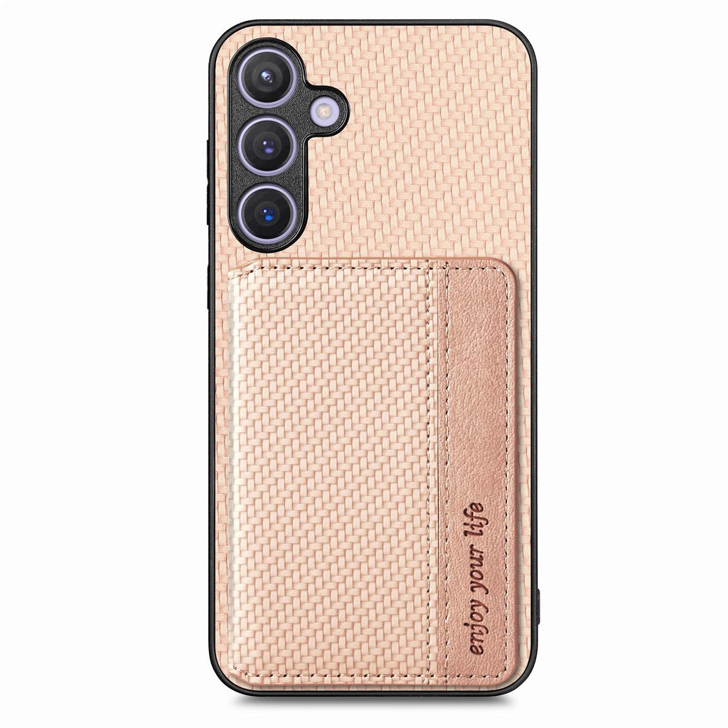 For Samsung Galaxy S25 Case RFID Blocking Carbon Fiber Leather Phone Back Cover with Card Holder