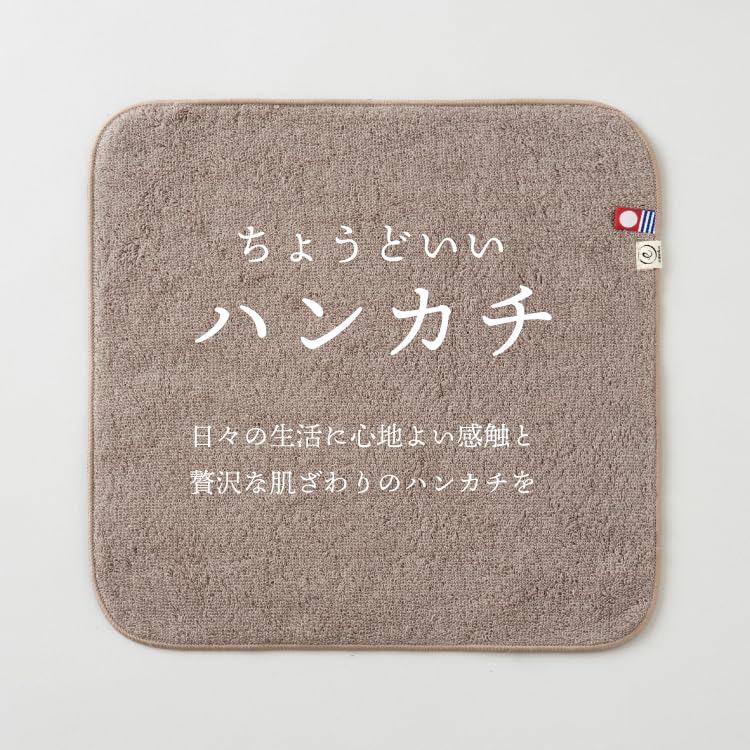 Imabari Towel Handkerchief 20 Set of 3 Powder Classic Assortment, (Assortment 2 Brown, Navy, Gray, 20cm)