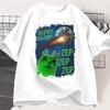 Lustiges Alien-Katzen-T-Shirt Unisex Damen Humor Gehirnfäule T-Shirt Alberne Katzen Witz T-Shirts Baumwolle Kurzarm Harajuku T-Shirts Streetwear