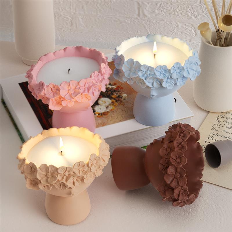 Candlestick 3D Lotus Shaped Candle Silicone Mold Lotus Cake Chocolate Silicone Mold Flower Girl Resin Molds Home Decoration