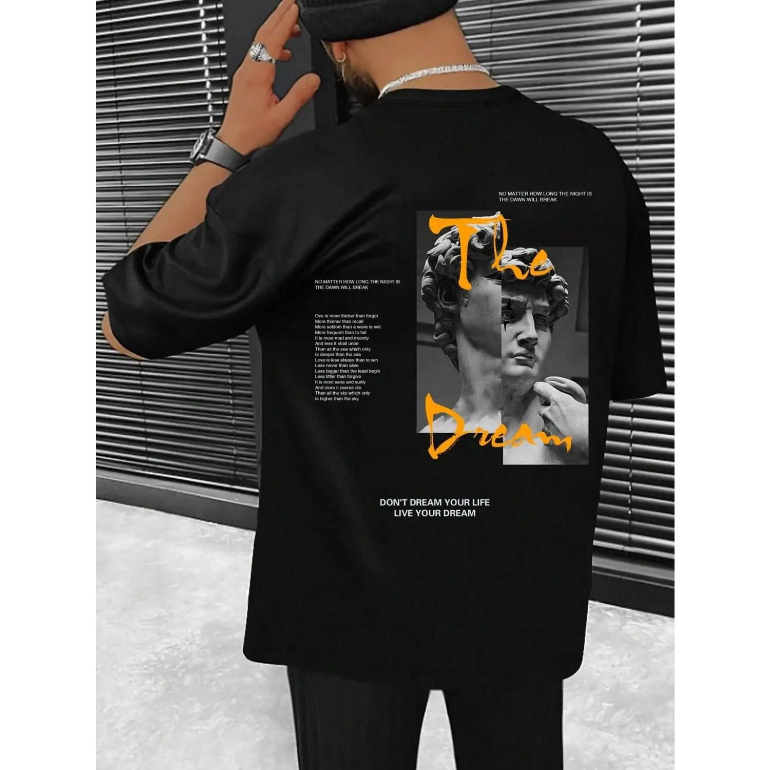 

Mens Cotton T Shirt Greek Statue David Style Streetwear Casual Retro Hip Hop Gothic XXXXXL чорний