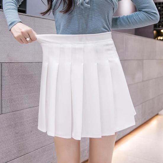 Fusta mini pentru femei în talie Fusta în formă de A Culoare uni cu pantaloni scurți Căptușeală Fusta scurtă înaltă elastică Versatilă