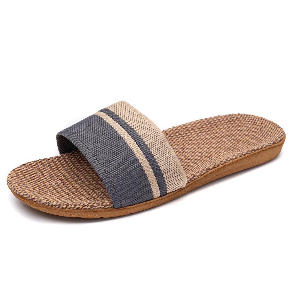 Simple Women Flat Slippers Casual Flax Indoor Home Beach Shoes