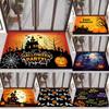 Halloween Themed Door Mat With Ghost Castle Pumpkin Bat Withered Tree Gloomy Style For Front Door Entryway Halloween Party Deco