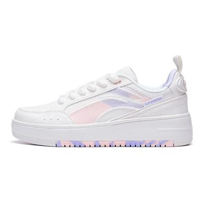 Li Ning Floating Light Non-Slip Wear-Resistant Low-Top Skate Shoes Women Skate Shoes White Purple Pink AGCT142-4