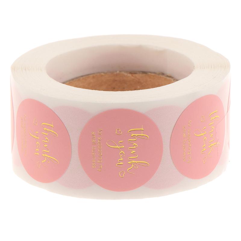 500 ks na roli nálepka s poděkováním Nálepka s pečetí Růžová nálepka s papírovou nálepkou