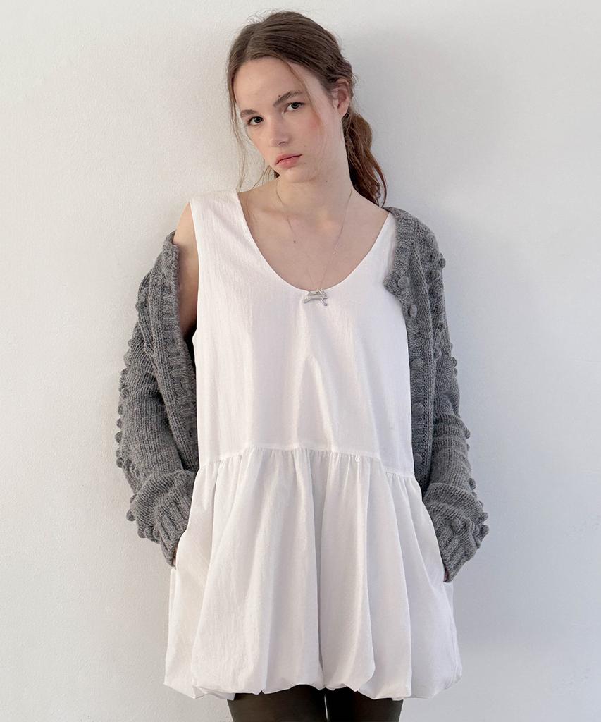 Sinun Balloon Mini Dress (White)