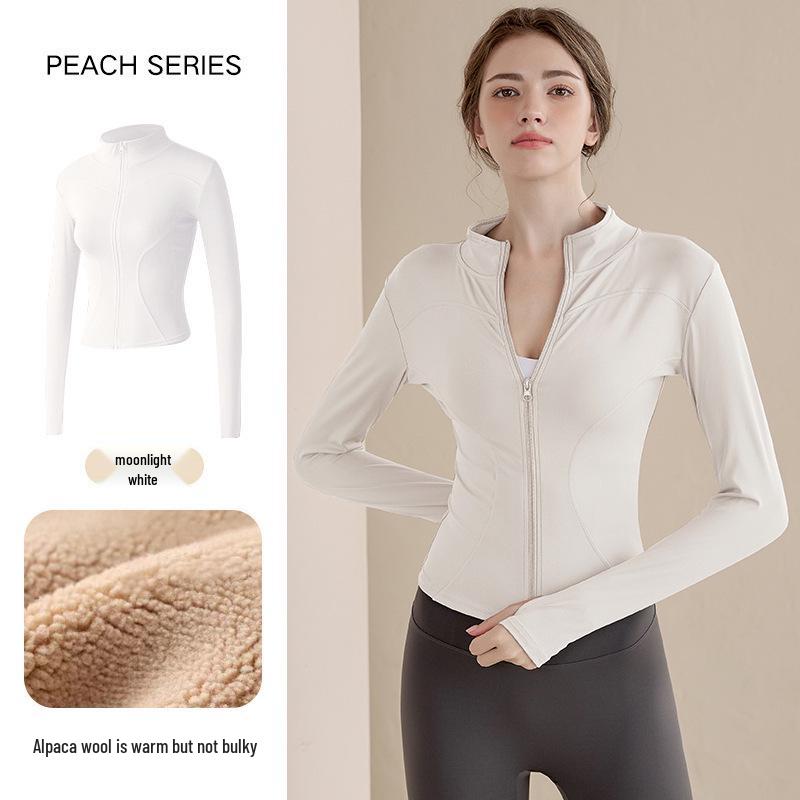 2025 Women's Velvet Winter Yoga Cardigan: Stand Collar, Zipper Sportswear, Warm Running Top
