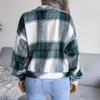 Autumn and Winter Plaid Lantern Long Sleeve Tweed Jacket