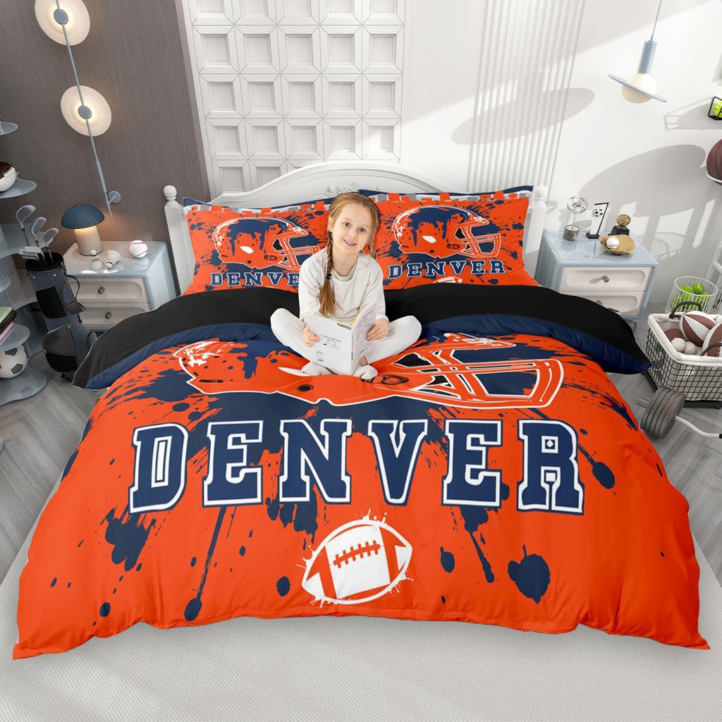 Homewish Juego de Funda Nórdica de Fútbol Americano Ciudad 2 Piezas/3 Piezas, Juego de Ropa de Cama con Casco de Rugby Graffiti, Juego de Funda de Edredón Deportivo