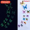 Glowing Butterfly Wall Sticker Decor 10cm(2pcs) 8cm(2pcs) 6cm(8pcs) Total 12pcs