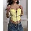 Summer New Product Women's Clothes French Sexy Sexy Style Square Collar Sleeveless Open Back Shoelace Tight Short Sling Tops
