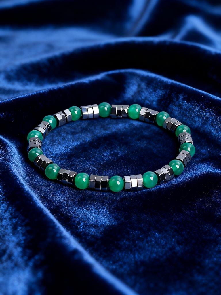 Natural Stone Bracelet Hematite & Turquoise Beads Geometric Irregular Shape for Vigour Protection Good Fortune Strength Jewelry