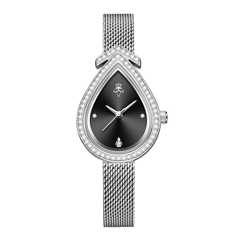 Elegant Diamond Crystal Quartz Watch for Women Fashion Golden Mesh Band Ladies Wristwatch Unique Design