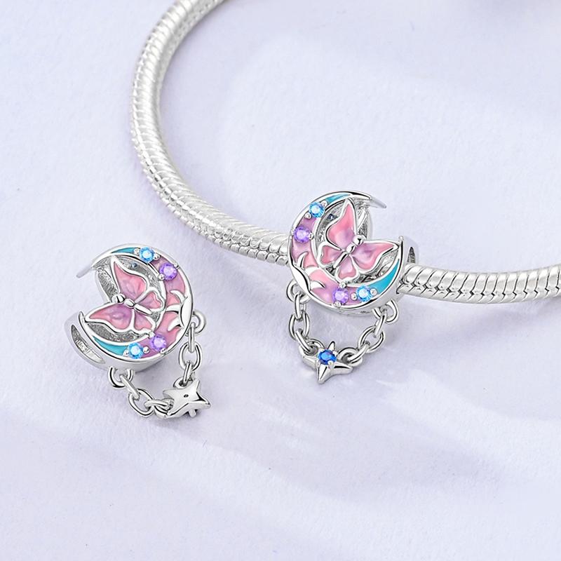 Copper Lovely Colorful Charms Bead Amusing Pets Pendants Butterfly Dangle Fit Original Bracelet Diy Jewelry Gift