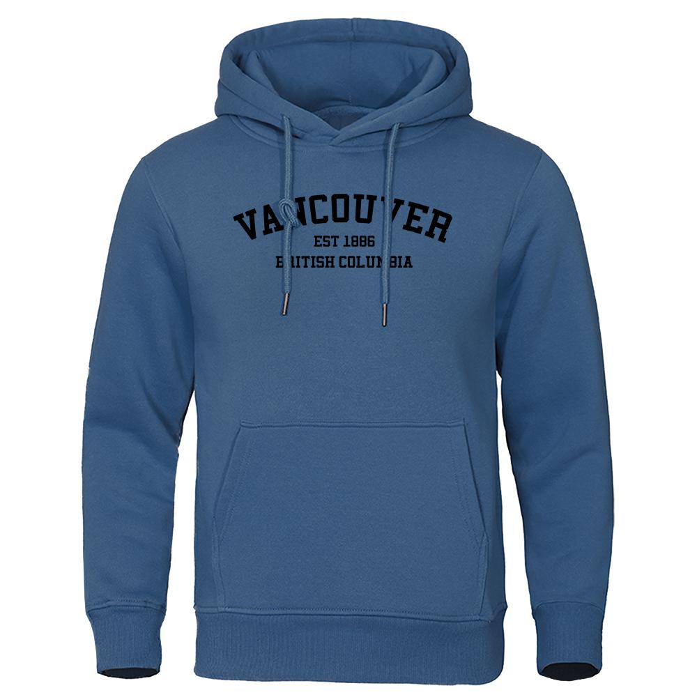 

Vancouver Est 1886 British Columbia White Letters Men Hoodies Crewneck Hoody O-Neck Clothing Harajuku Casual Mens Sweatshirt 3XL