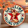 Vintage Gas Station Retro Metal Sign Home Decor Wall Art Aluminum Round Sign 8x8 Inch