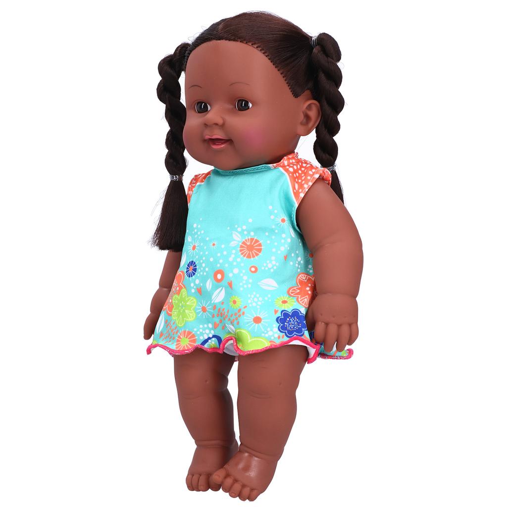Exquisite African Black Girl Doll Lifelike Chidren Cute Doll Kid Role Play Toy Gift 30cm(Q1209 Blue