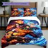 3pcs Duvet Cover Set (1*Duvet Cover + 2*Pillowcase, Without Core), Demon Slayer Print Bedding Set, Bedroom Decor, All‑Season, Gift