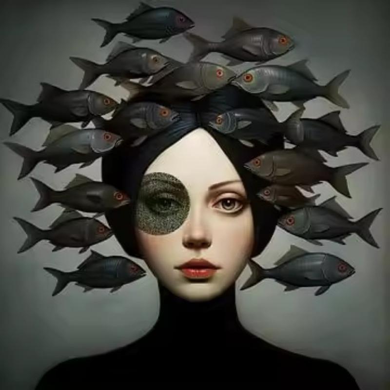 Dreamy Mysterious Girl Aesthetic Art Canvas Painting Surrealism Flowers Girls Posters Prints Morden Room Home Decor Mural