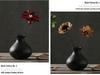 Zen Style Black Ceramic Mini Vase for Dried Flowers – Retro Chinese/Japanese Decor Ornament