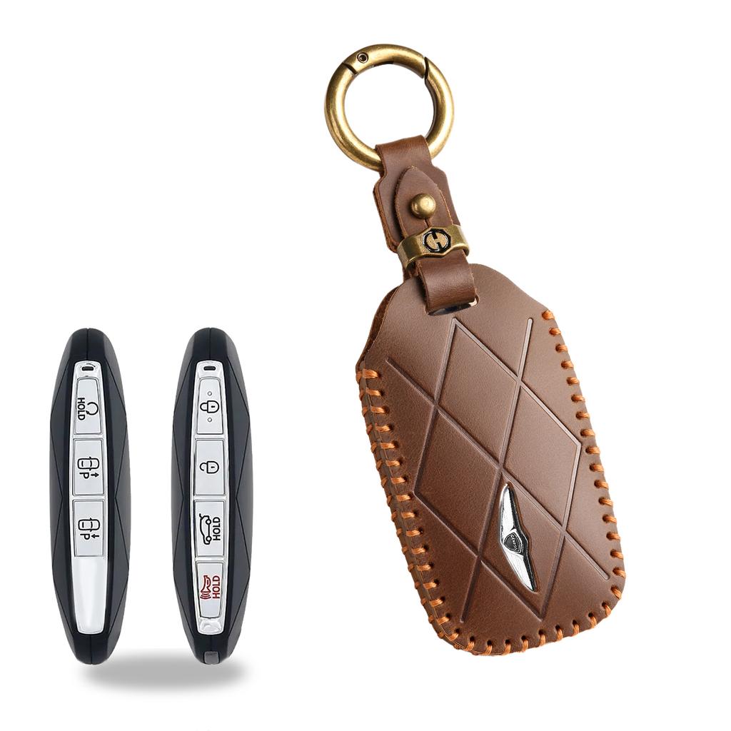 Retro Schlüsselhülle für Genesis GV60 GV90 Lawns Leder Autoschlüssel Schutzhülle Hülle