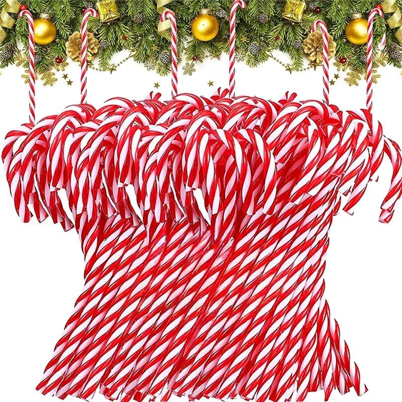 Acrylic Christmas Candy Canes Hanging Pendants Creative Twisted Crutch Xmas Tree Ornaments New Year Party Home Decor Wholesale