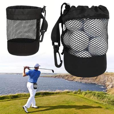 Portable Nylon Golf Ball Holder Case with Drawstring Golf Ball Storage Bags Outdoor Golf Sports Accessory Gifts for Golf Lovers