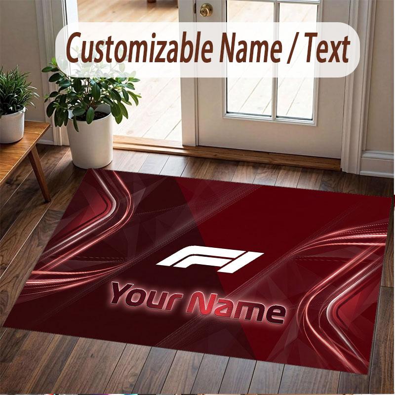 Custom Rug F1 Pattern Print Name Text Soft Non‑Slip Floor Carpet for Home Indoor Decoration