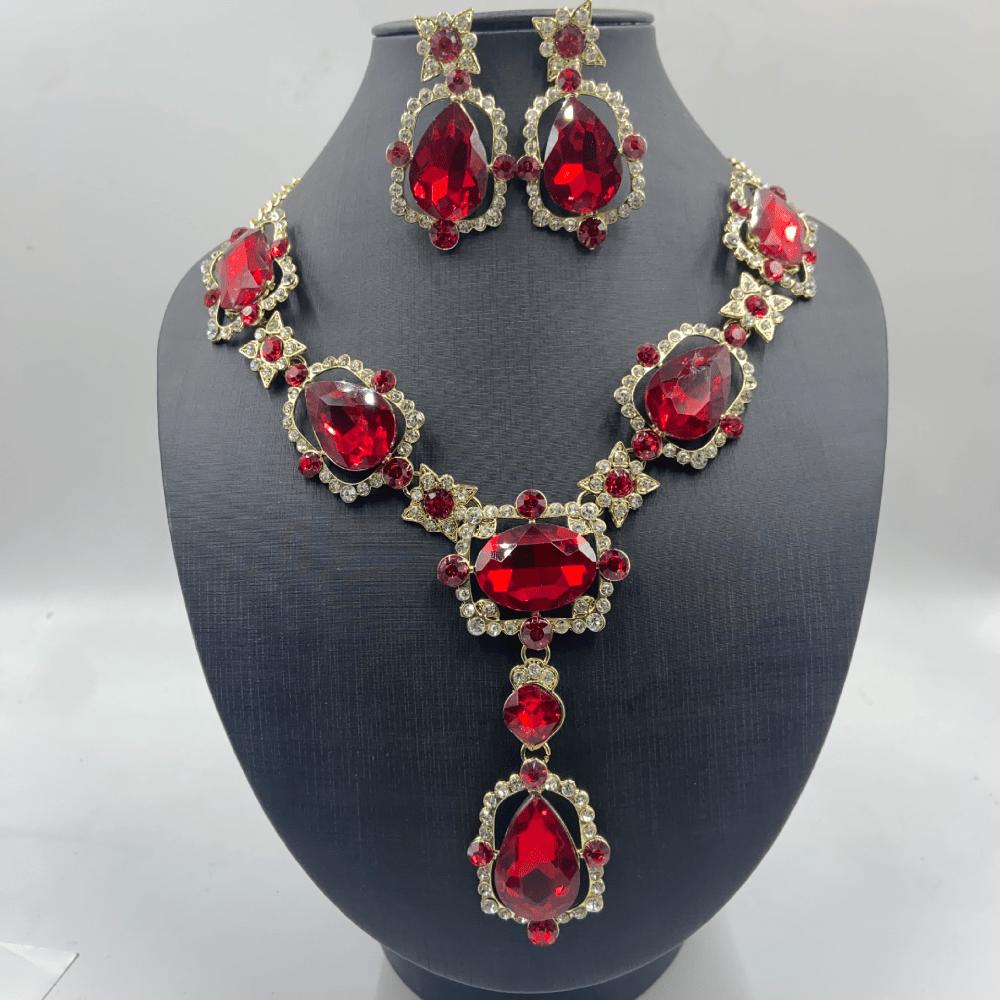 European and American exaggerated retro collarbone chain temperament popular water drop necklace jewelry set