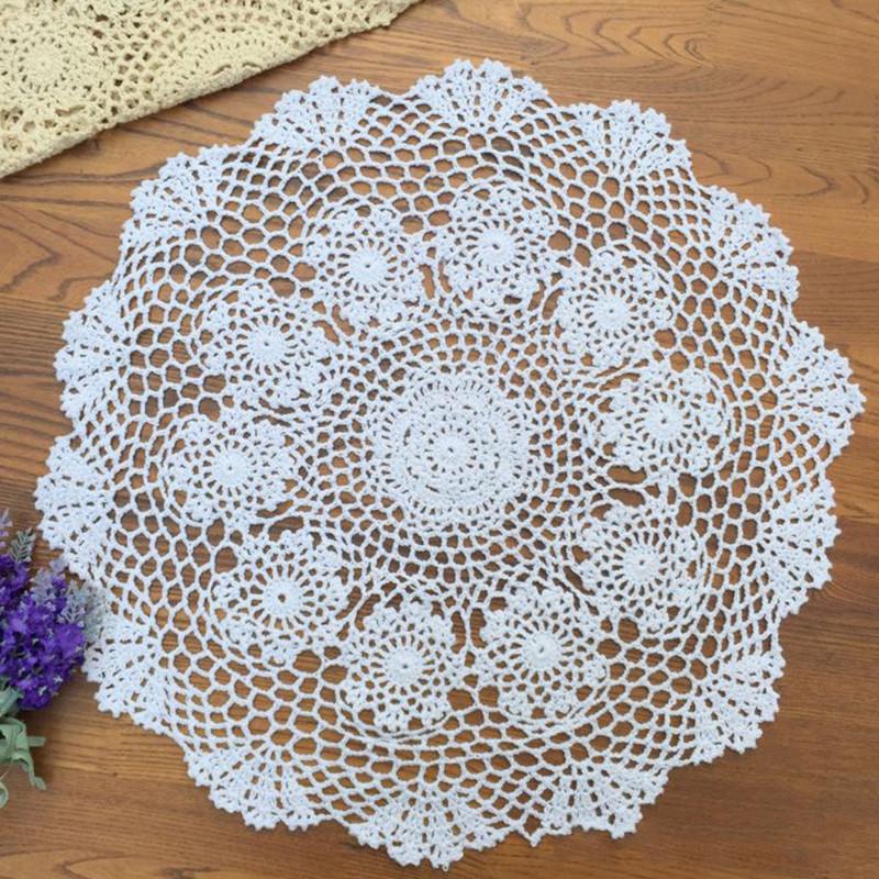 1PC Round Tablecloth Doily Table Cloth Crochet Lace Cotton Cover Mat Banquet Wedding Decoration