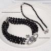 Empress Dowager Saturn Necklace: Punk Black Agate & Diamond Layered Choker for Women