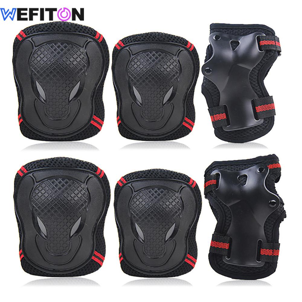 1/6Pcs Knee Elbow Wrist Guards For Adults Kids Inline Roller Skating Skateboarding Biking Scootering