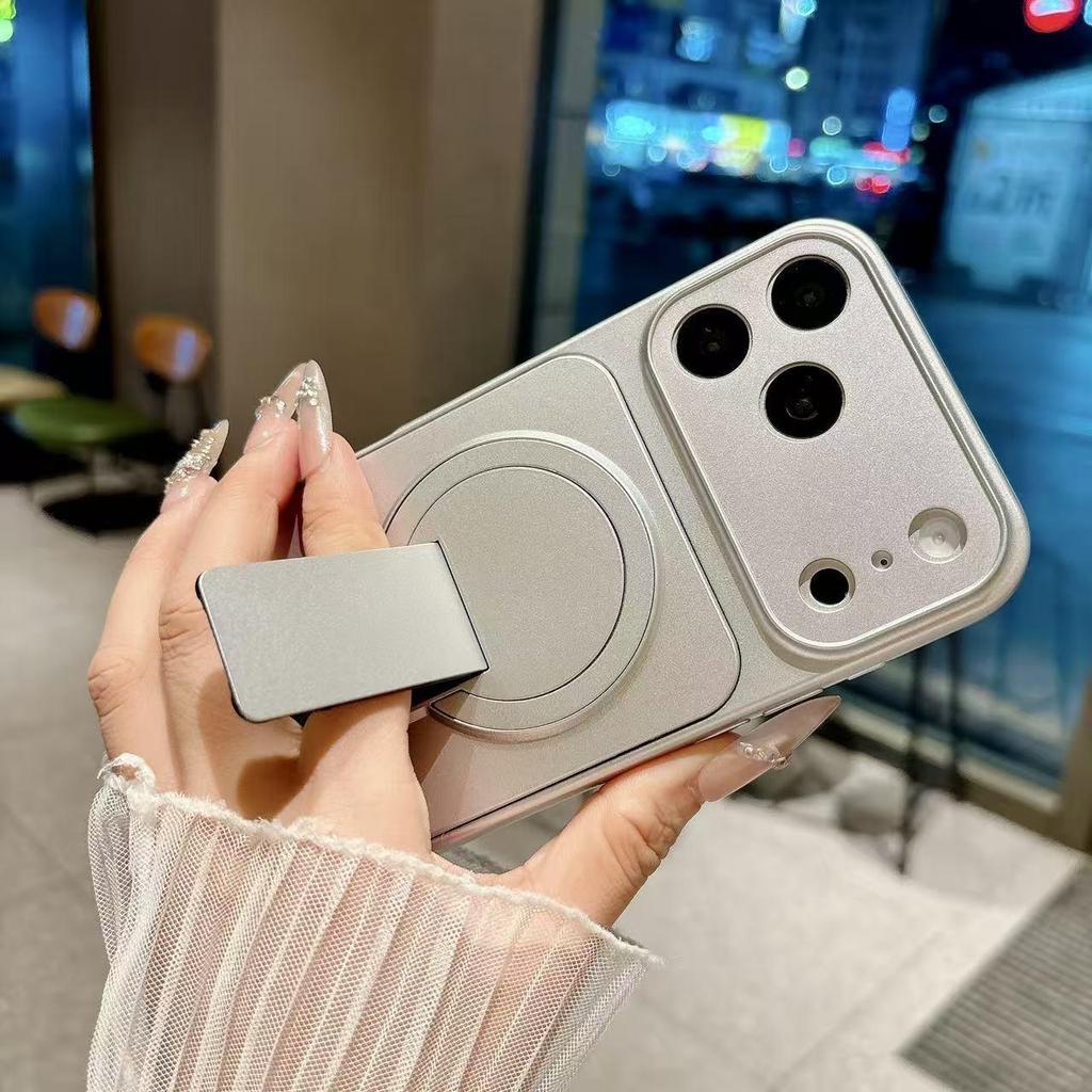 Liquid Silicone Magnetic Stand Case for iPhone 17 Pro Max - Full Coverage Protective Cover