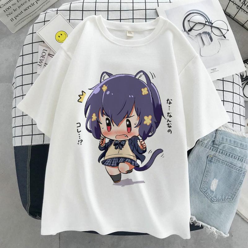 Anime Kawaii Print T-shirt Women Harajuku Aesthetic Pink Tops Emo Tshirt 2021 New Summer Korea Fashion Y2k Casual Female T Shirt