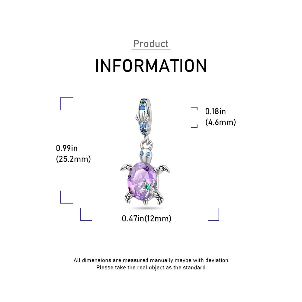 Ahthen Copper Bead Purple Sea Star Shape Turtle Dangle Charm Fit Snake Chain Bracelets Necklaces for Women Jewellery Making