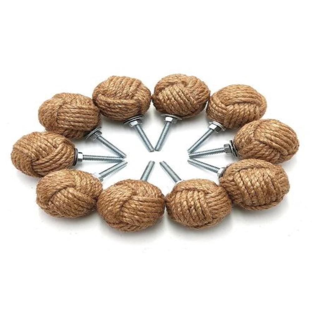 

Набор из 6 ручек для дверей с узелками из джутовой веревки/ручек для ящиков и толкателей/ручек для шкафов/гардеробов/морской фурнитуры, декор, 32 мм как