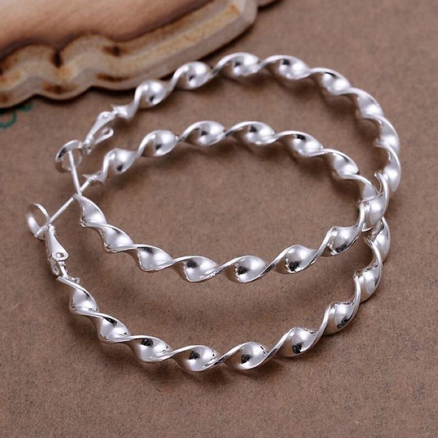 925 sterling sølv bøyle øredobber høy kvalitet stor sirkel rund mote kvinner fest smykker fint bryllup 4,5 cm