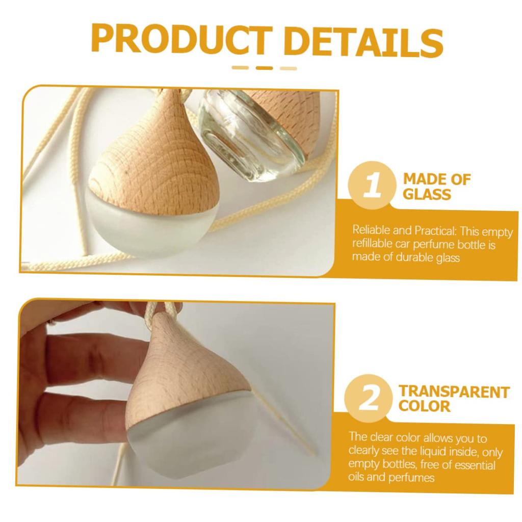 SUPVOX 4pcs Perfume Pendant 8Ml Car Essential Oil Hanging Bottle Glass Perfume Air Freshener Diffuser Pendant Car Oil Diffuser Car Accessories