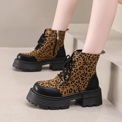 2024 Hot Selling Botas de Neve Quentes de Inverno para Mulheres Botas Impermeáveis de Sola Grossa Botas de Cano Curto Estampa de Leopardo Botas Quentes Plus Size Zapatos