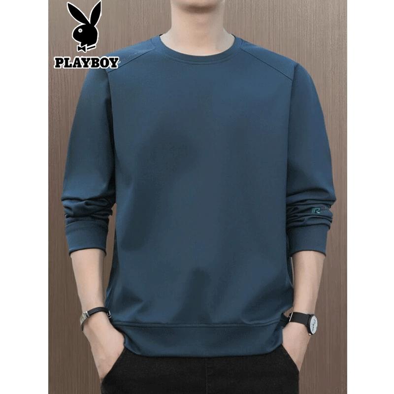 Playboy Men's Minimalist Crew Neck Long Sleeve Sweatshirt