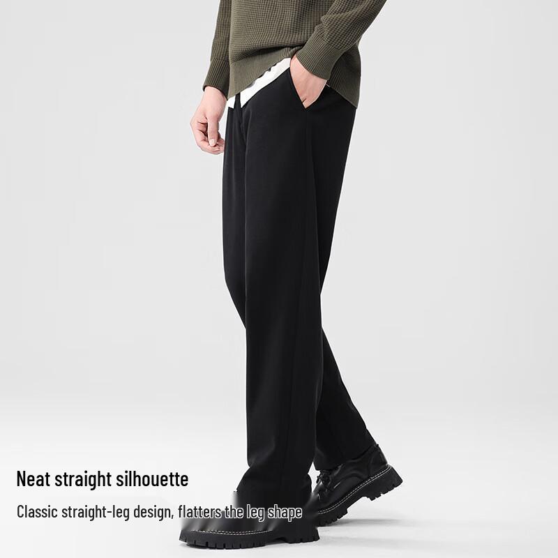 FIRS Men's Wool Blend Straight Leg Casual Trousers