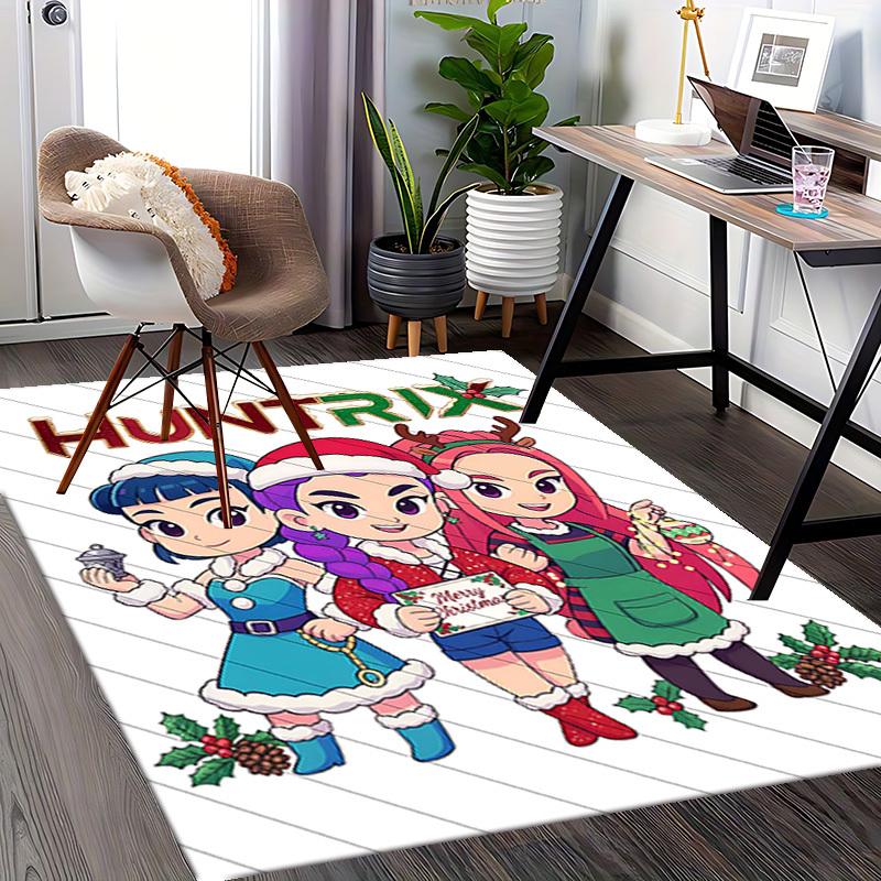1pc Huntrix Christmas Anime Cartoon Design Office Chair Mat, Non-Slip Carpet for Home Decor, Suitable for All Seasons, Perfect Gift for Office and Gam